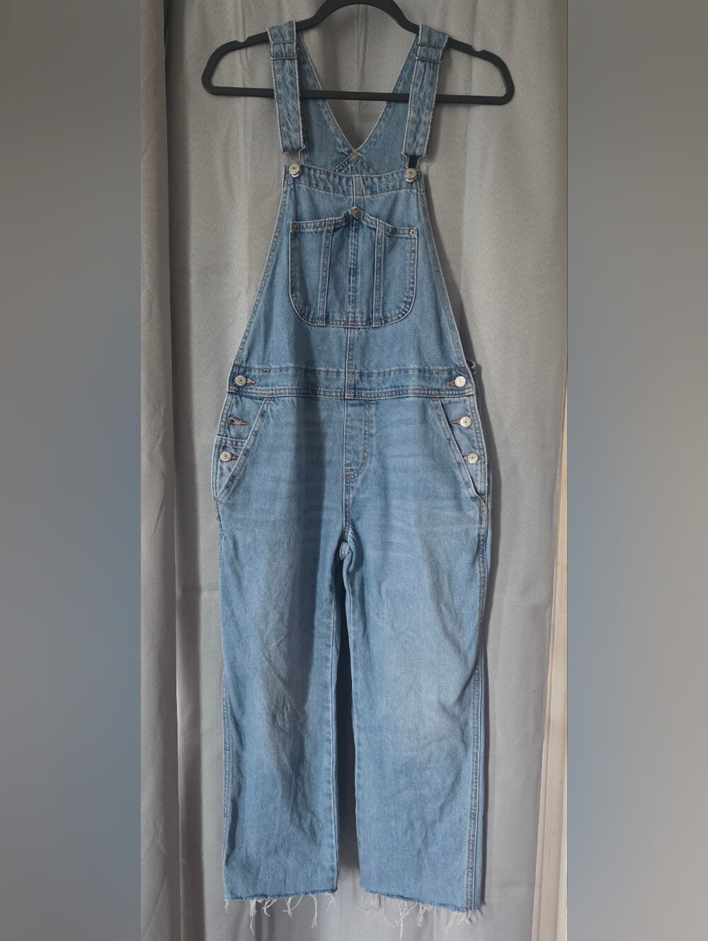 Old Navy Boho Custom Inseam Fringe Denim Blue Jean Overalls 6 Petite